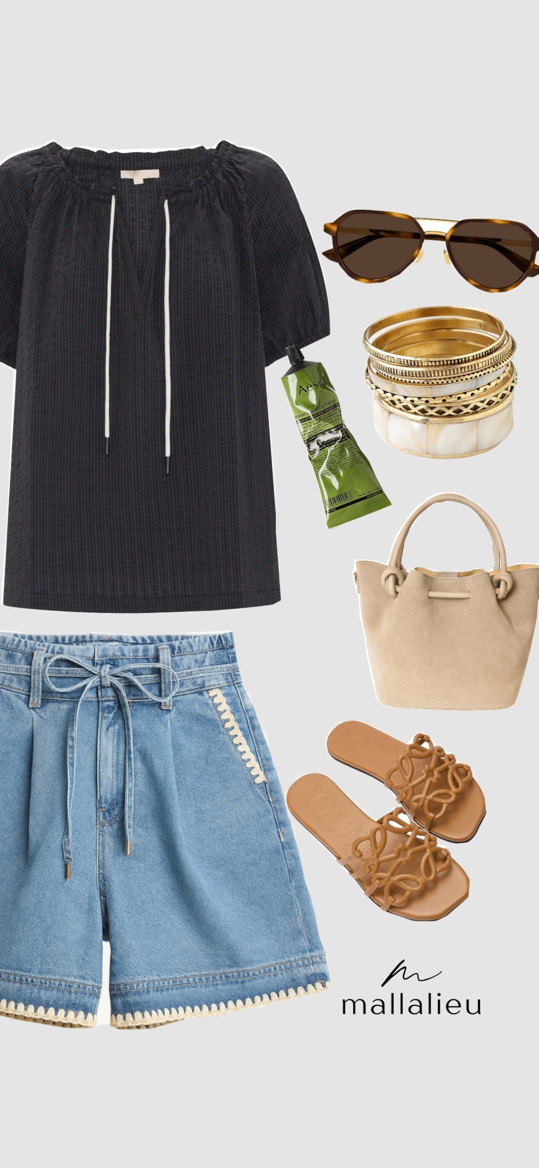 Seersucker Tie Top in Choc Ink