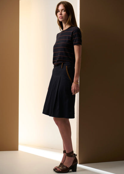 Sable Tee Stripe in Ink/Choc