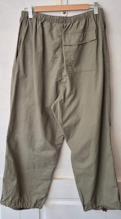 Olive Cargo Pants with Drawstring Hem