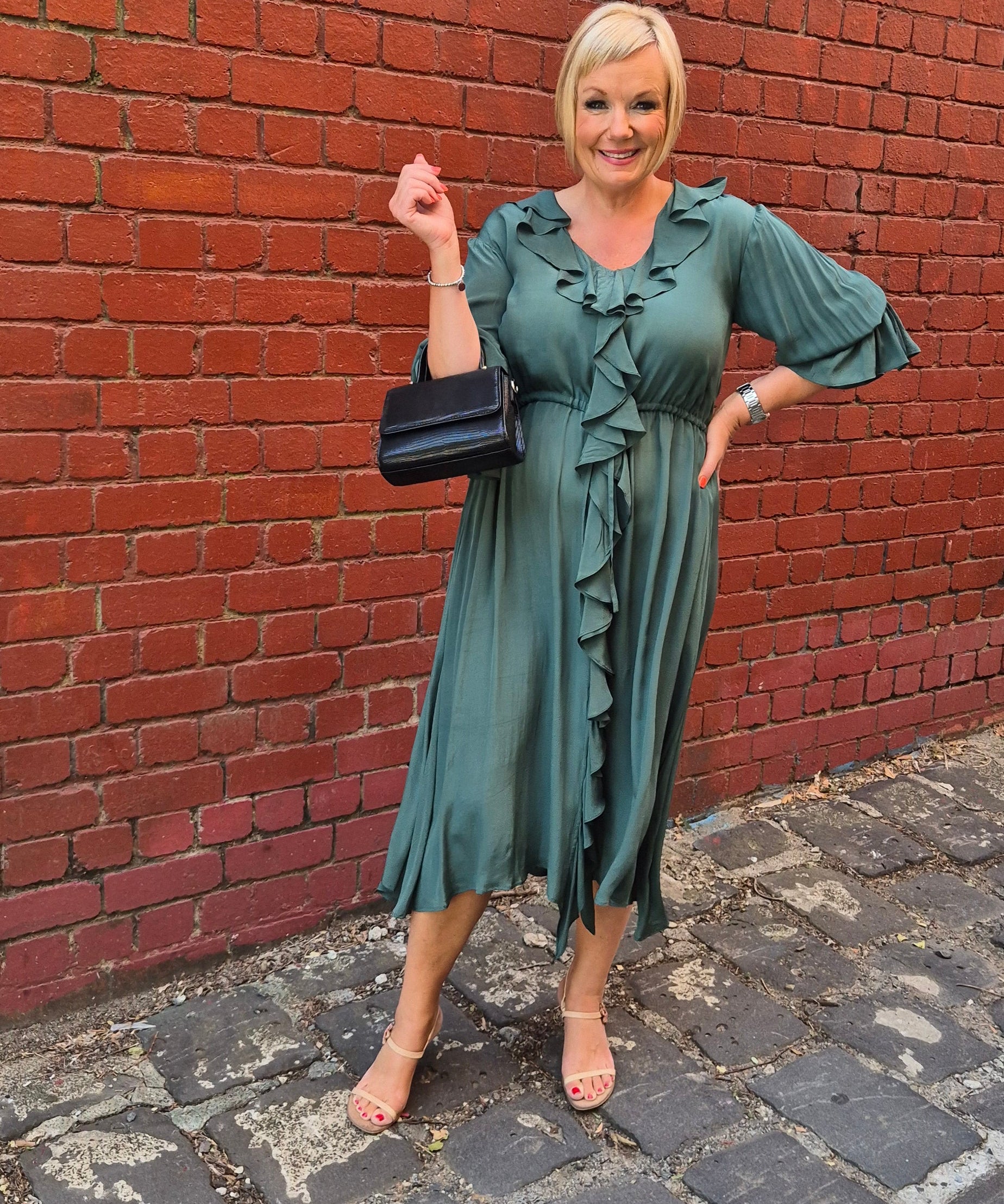 Rose Dress in Emerald