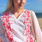 Ikaria Dress in White & Pink